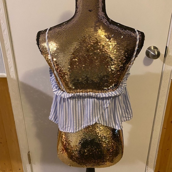 Garage Blue and White Striped Cropped Top XS - Picture 3 of 7